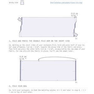 Tsuno Tie Bag PDF Sewing Pattern xxs xxl Azuma Bukuro Bento Bag Beginner Sewing Pattern Quick Sewing Project Reusable Gift Wra image 8