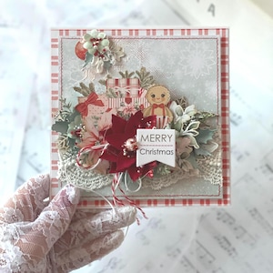 Biglietto di Natale 3D 15 cm x 15 cm / Biglietto fatto a mano per Natale, regalo di Natale / Biglietto di Natale 3D in scatola / Busta di Natale / Decorazione per la casa