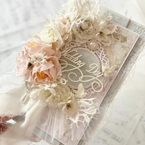 3D Greeting cards handmade / Delicate, floral, romantic card for wedding gift / Flowers wedding card / Shabby chic gift for the bride