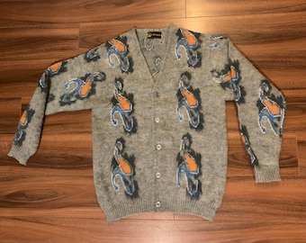 Vintage 1960s Jantzen Big J Green Mohair Wool Cardigan