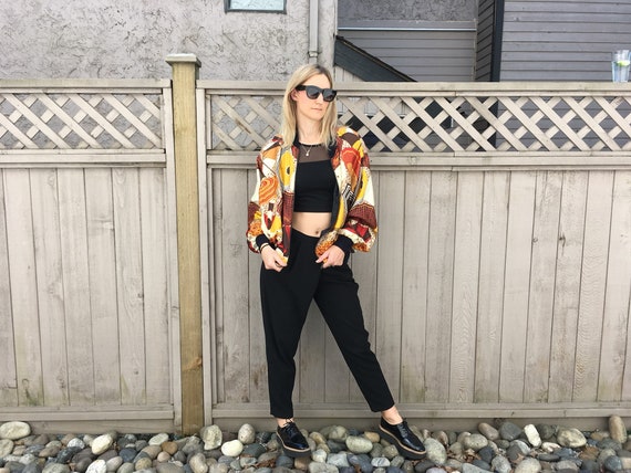 Vintage Bomber Jacket with graphic orange print