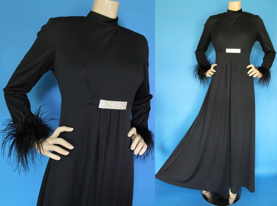 Vintage 60s 70s FEATHER Gown / Dramatic Ostrich Fe