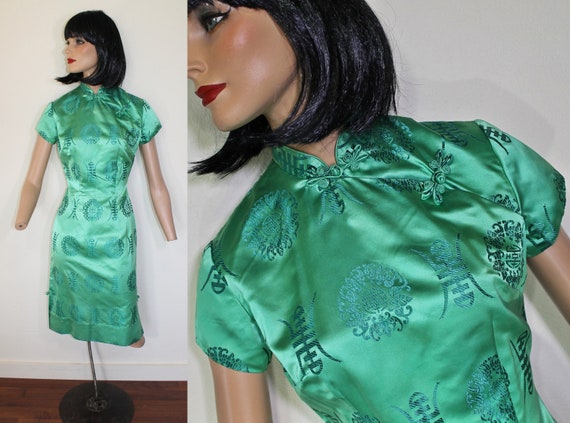 Vintage Green Silk CHEONGSAM Dress / STAN HICKS Ha