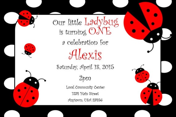 Coccinelle Anniversaire Invitation Invitation Rouge Et Noire Etsy