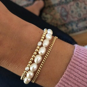 UNNA Pearl Bracelet | White Gold Pearl Bracelet | Big Thick Baroque Pearl Bracelet | Fine Jewelry | Modern Pearl Jewellery