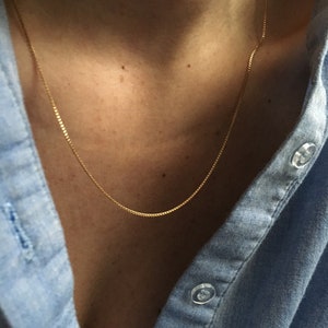 CALLI Dainty Gold Necklace | 14kt Gold Filled Box Chain Simple Necklace | Demi Fine Jewelry | Long Layering Thin Minimal Jewellery