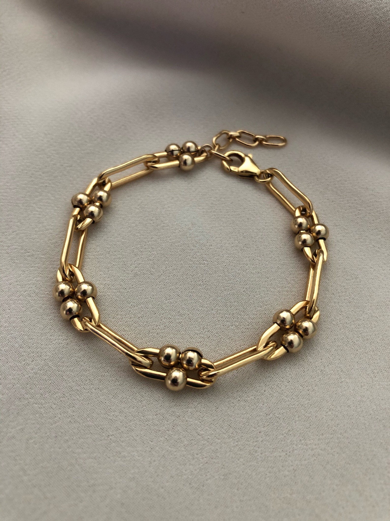 GIGI Gold Link Bracelet 14kt Gold Filled Long Link Chain - Etsy