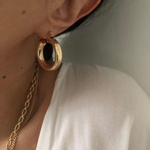 NINA Gold Hoop Earrings | Thick Chunky Gold Hoops | High Quality 14kt Gold Filled Simple Fine Minimalist Jewelry