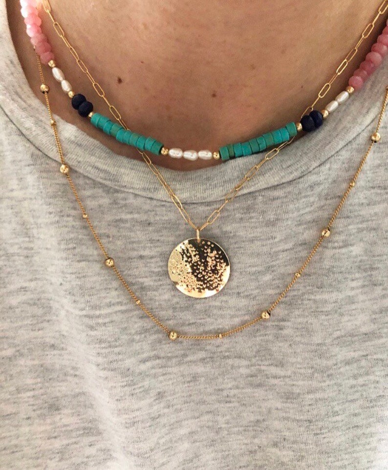 ESTELLE Gold Ball Necklace Gold Chain Dainty Necklace Fine Etsy