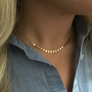 SIENNA Dot Sequin Necklace | Gold Minimal Dainty Necklace | Layered Necklace | Circle Necklace | Fine Jewellery | Fine Jewelry