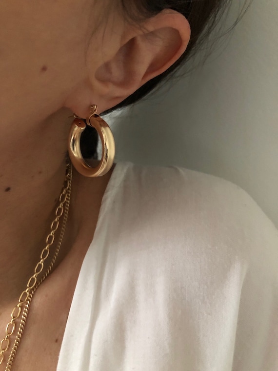 Gold Big Hoop Earrings Women | Gold Vintage Hoop Earrings | Gold Round  Circle Earring - Hoop Earrings - Aliexpress