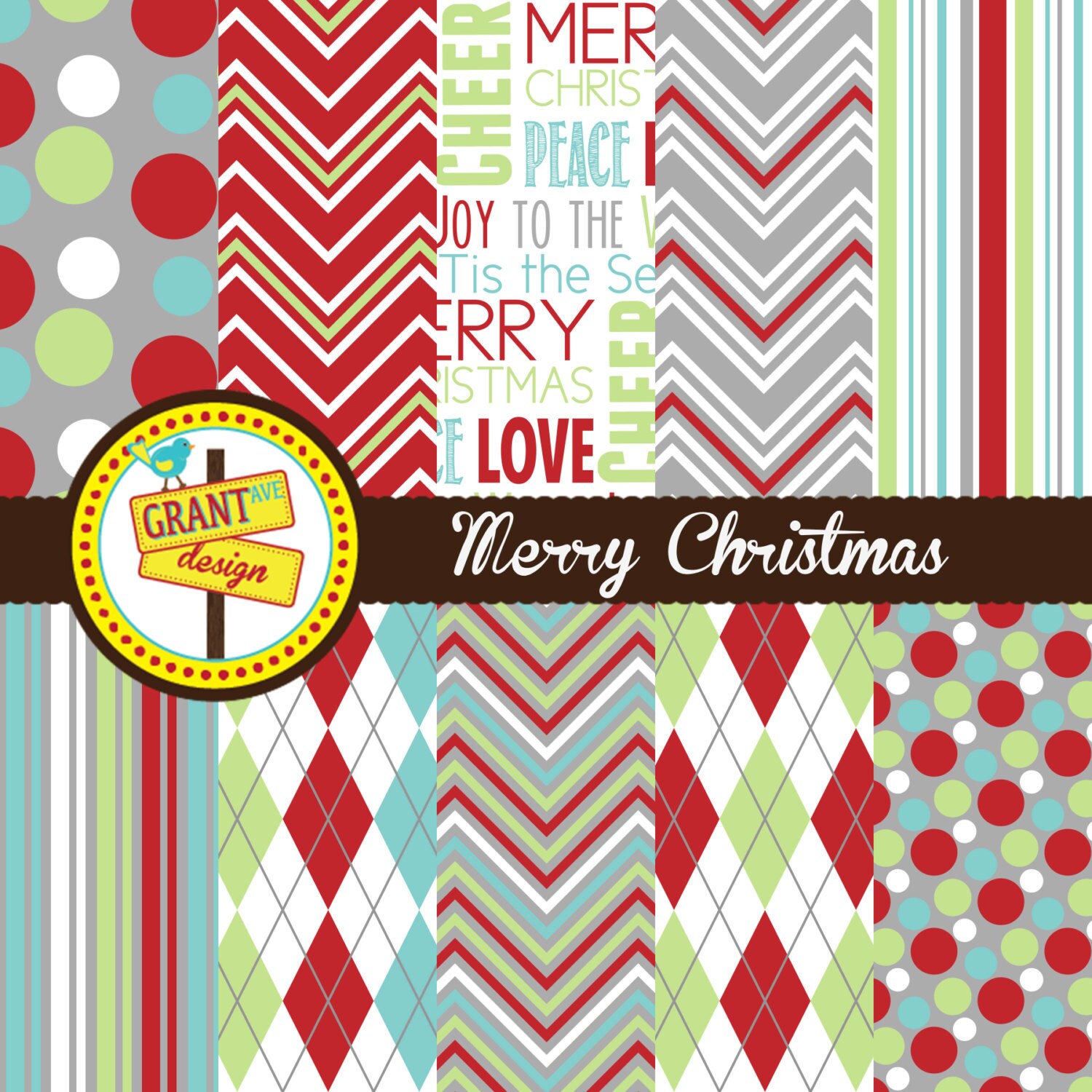 Christmas Digital Papers Christmas Paper Cute Digital | Etsy
