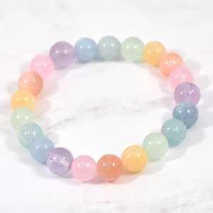 Pastel rainbow gemstone bracelet, Ombre Pastel bracelet, Colorful gemstone bracelet, Healing gemstone bracelet, Rainbow crystal bracelet