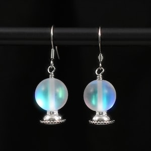 Crystal ball dangle earrings, Mystical earrings, Crystal ball earrings, Magical jewelry, Tarot reader earrings, Magic crystal ball