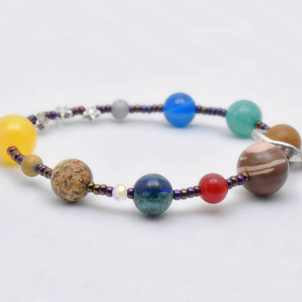 Beaded solar system bracelet, Solar system gift, Solar system jewelry, Cosmic bracelet, Science lover gift, Planets bracelet