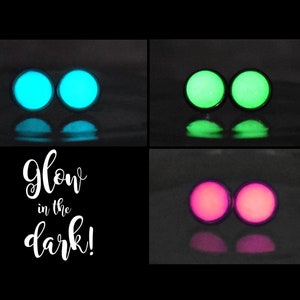 Glow in the dark stud earrings, Glowing earrings, Moon glow earrings, Halloween glow earrings, Glow in the dark jewelry, Glow party favors