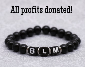 Beaded Black Lives Matter bracelet, BLM Bracelet, BLM Donation, Support BLM Movement, Black Lives Matter gemstone bracelet