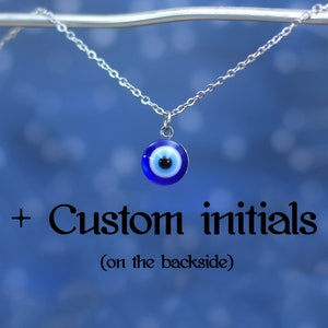 Custom evil eye necklace, Dainty evil eye necklace, Small evil eye pendant, All-seeing eye necklace, Evil eye initials necklace