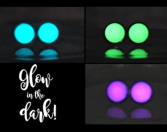 Glow in the dark stud earrings, Glowing earrings, Moon glow earrings, Halloween glow earrings, Glow in the dark jewelry, Glow party favors