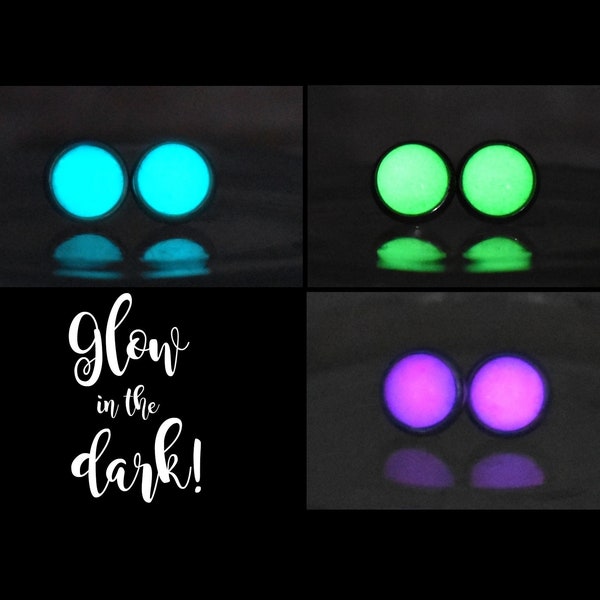 Glow in the dark stud earrings, Glowing earrings, Moon glow earrings, Halloween glow earrings, Glow in the dark jewelry, Glow party favors