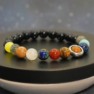 Beaded solar system bracelet, Solar system gift, Solar system jewelry, Cosmic bracelet, Science lover gift, Planets bracelet