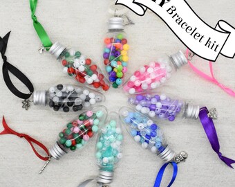Christmas DIY bracelet kit, Cute stocking stuffer craft, Make your own bracelet kit, Kids holiday party favor, Stocking stuffer ornament