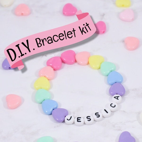 Valentine DIY bracelet set for kids, Do it yourself bracelet kit, Make your own bracelet, Kids Valentines party favor DIY, Valentine craft