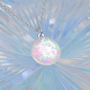 Rainbow glass necklace, Opal-like necklace, Handmade opal necklace, Glass art jewelry, Northern lights necklace, Aurora borealis necklace