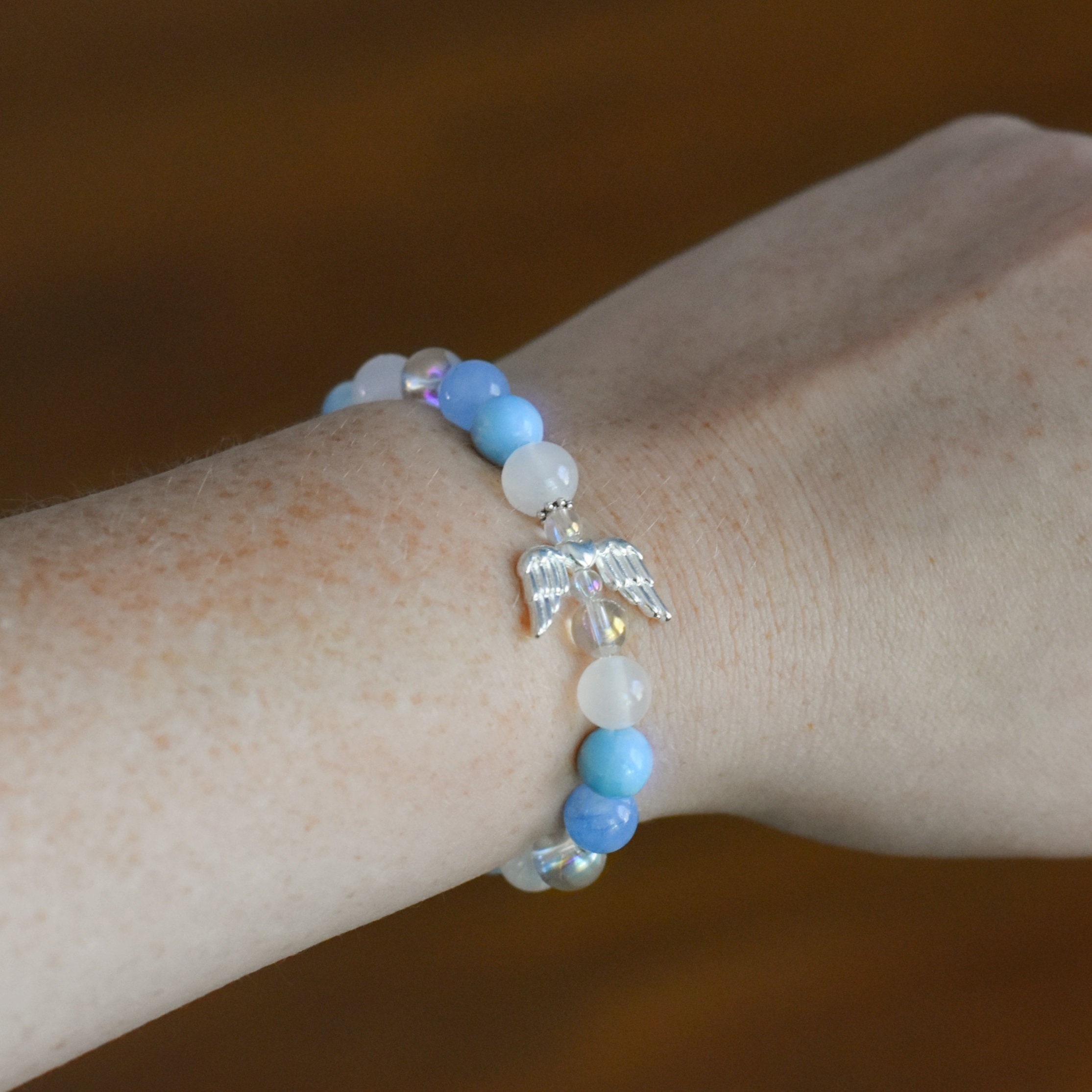 Guardian Angel Bracelet Beaded Angel Stretch Bracelet Etsy