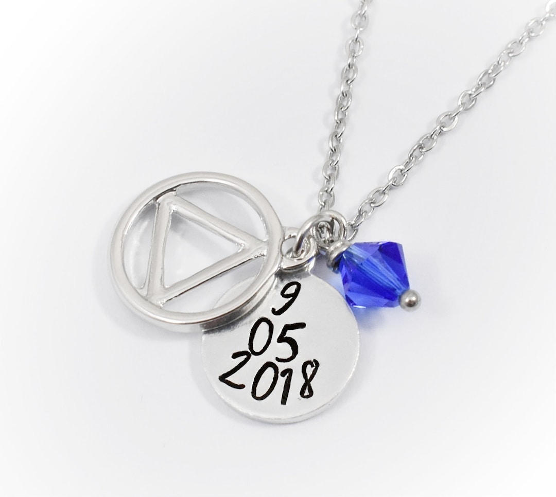 Aa Chain Custom Sobriety Date Necklace, Women's Alcoholics Anonymous Necklace ...