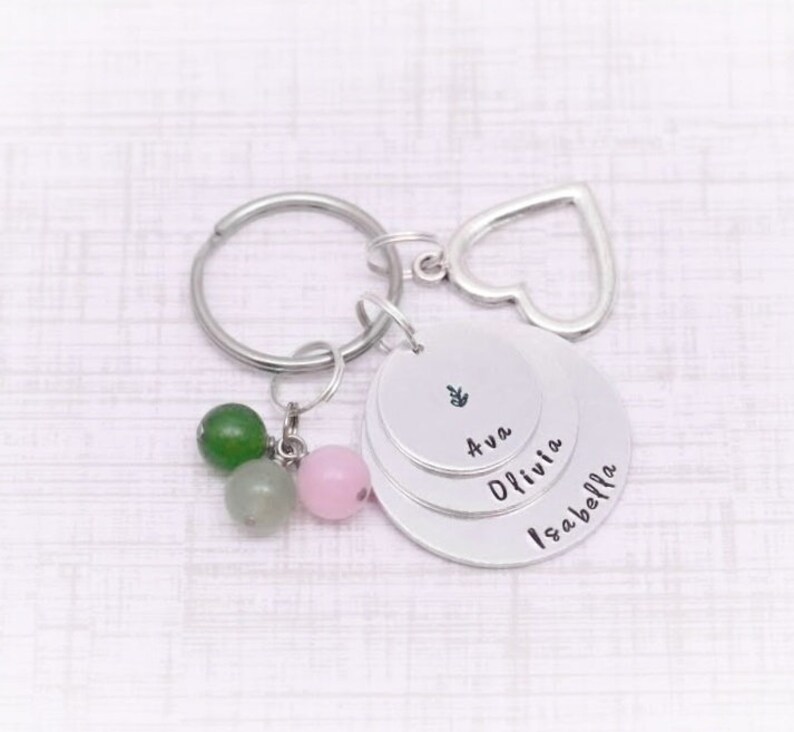 Custom stacked name key chain Personalized children names Etsy