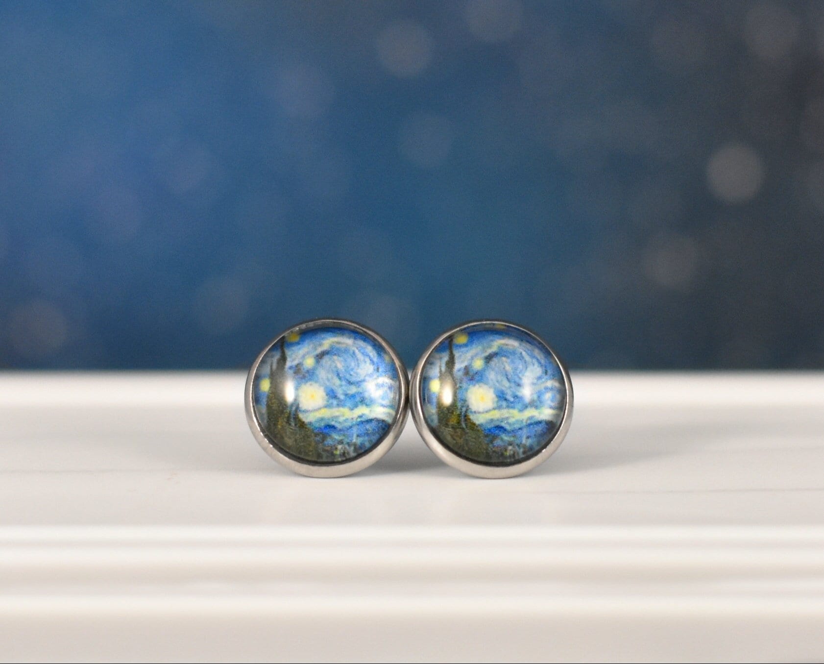Bague Réglable Van Gogh Nuit Étoilée - Bijou Couple, Amitié, Cadeau Artistique | Design Peinture Unique