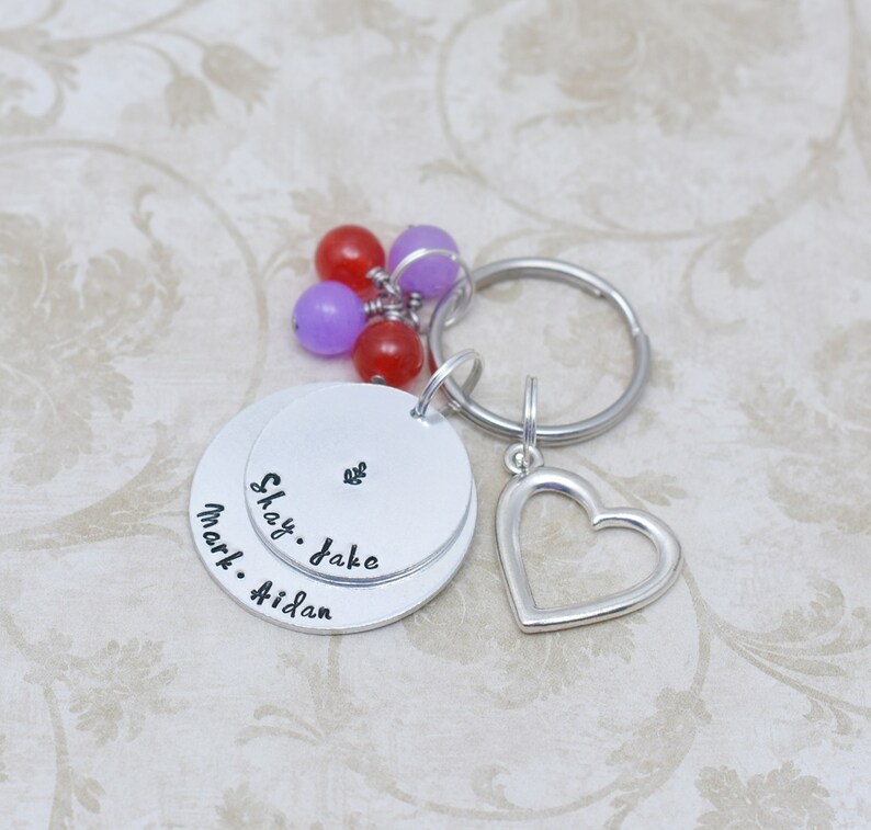 Custom stacked name key chain Personalized children names Etsy