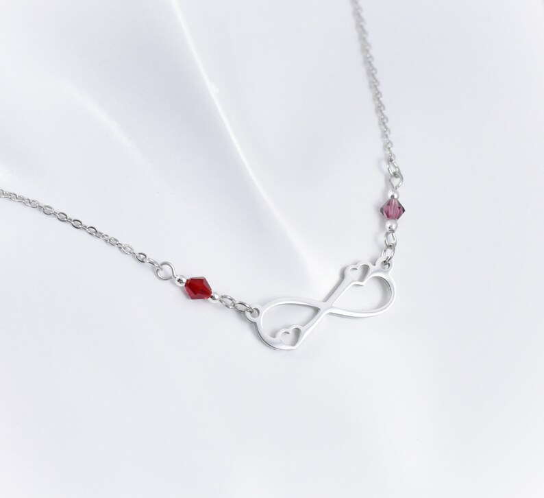 Infinity necklace with 2 birthstones Clearance