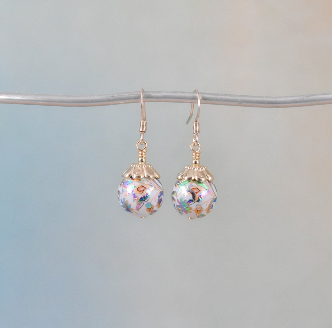 Handmade Tensha Bead Earrings Japanese Dangle Earrings Etsy New Zealand