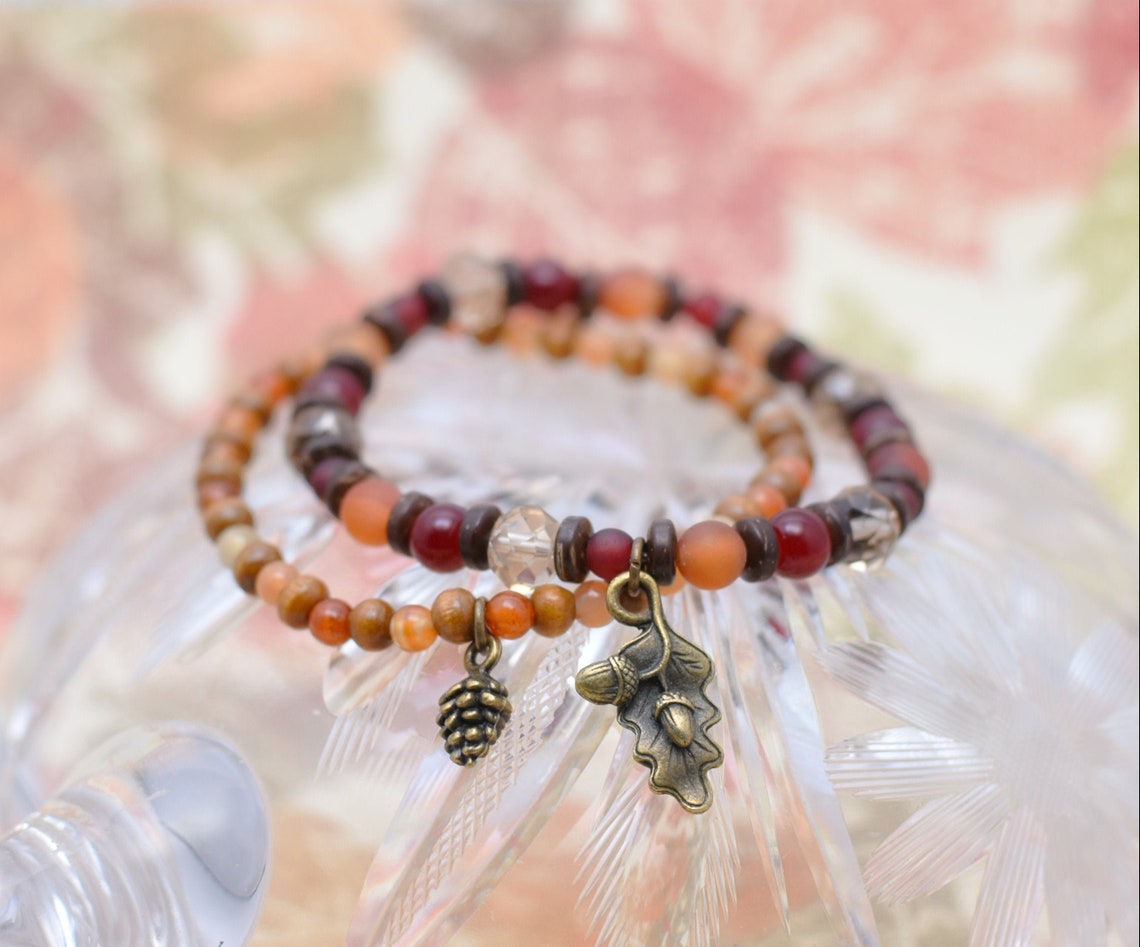 Beaded Autumn Bracelet Set Autumn Jewelry Handmade Fall Etsy