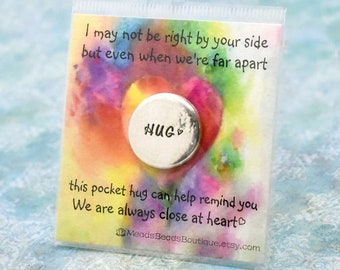 Hand stamped personalized pocket hug, Long-distance gift, Pocket hug keepsake, Thoughtful memorial gift, Back to school pocket hug