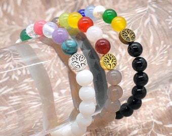 Bracelet avec pierres de naissance arbre généalogique, bracelet arbre généalogique personnalisé, bracelet pierres de naissance de famille, bracelet de famille personnalisé, bijoux de famille personnalisés