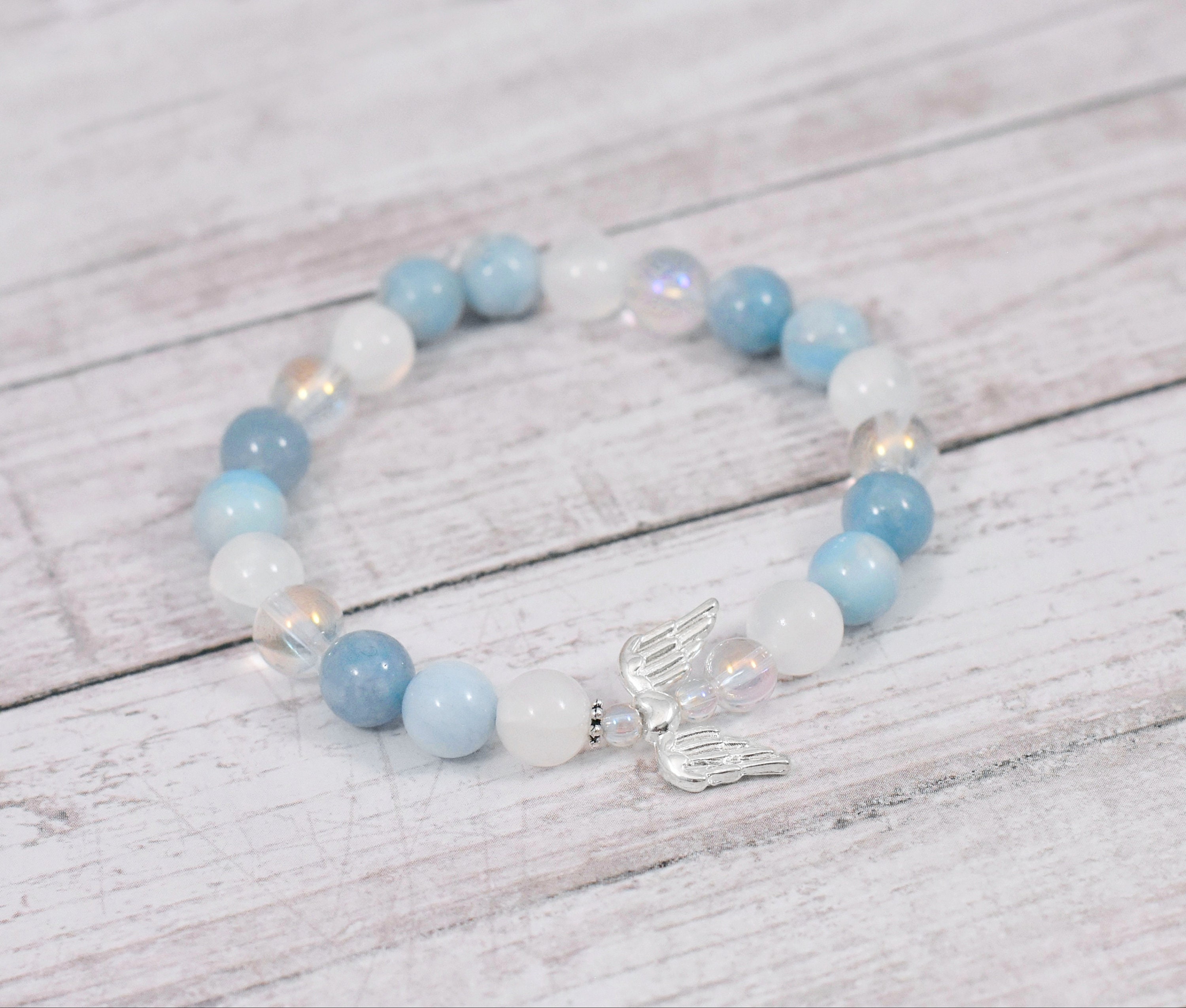 Guardian Angel Bracelet Beaded Angel Stretch Bracelet Etsy