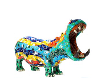 Statue de panda /"Classique/" en mosaïque Barcino longueur 12 centimètres