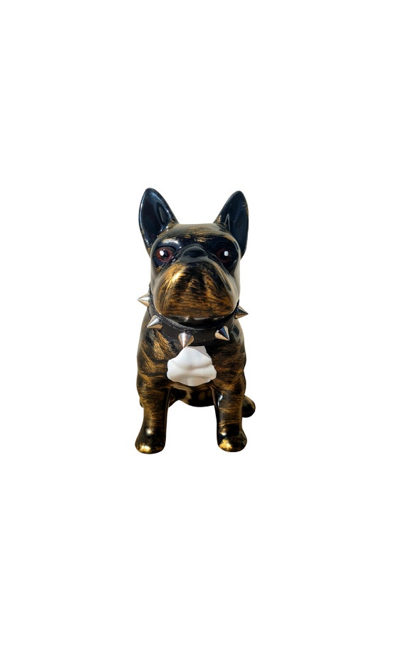 Hundestatue Französische Bulldogge, aus schwarzer Keramik, Modell