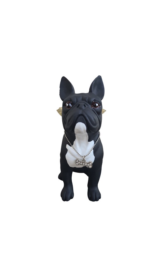 Buy French Bulldog Dog Statue With Wings, Black Resin. Height 6.3