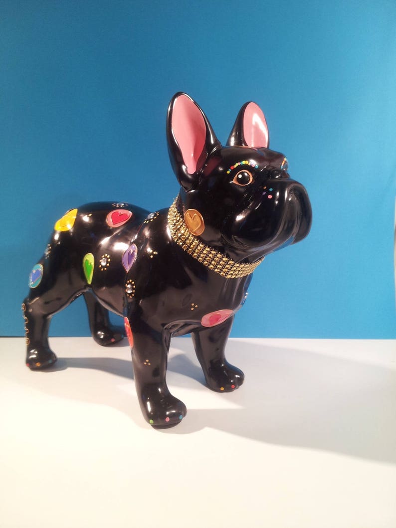 Grande Statue de chien Bouledogue Français en céramique Etsy