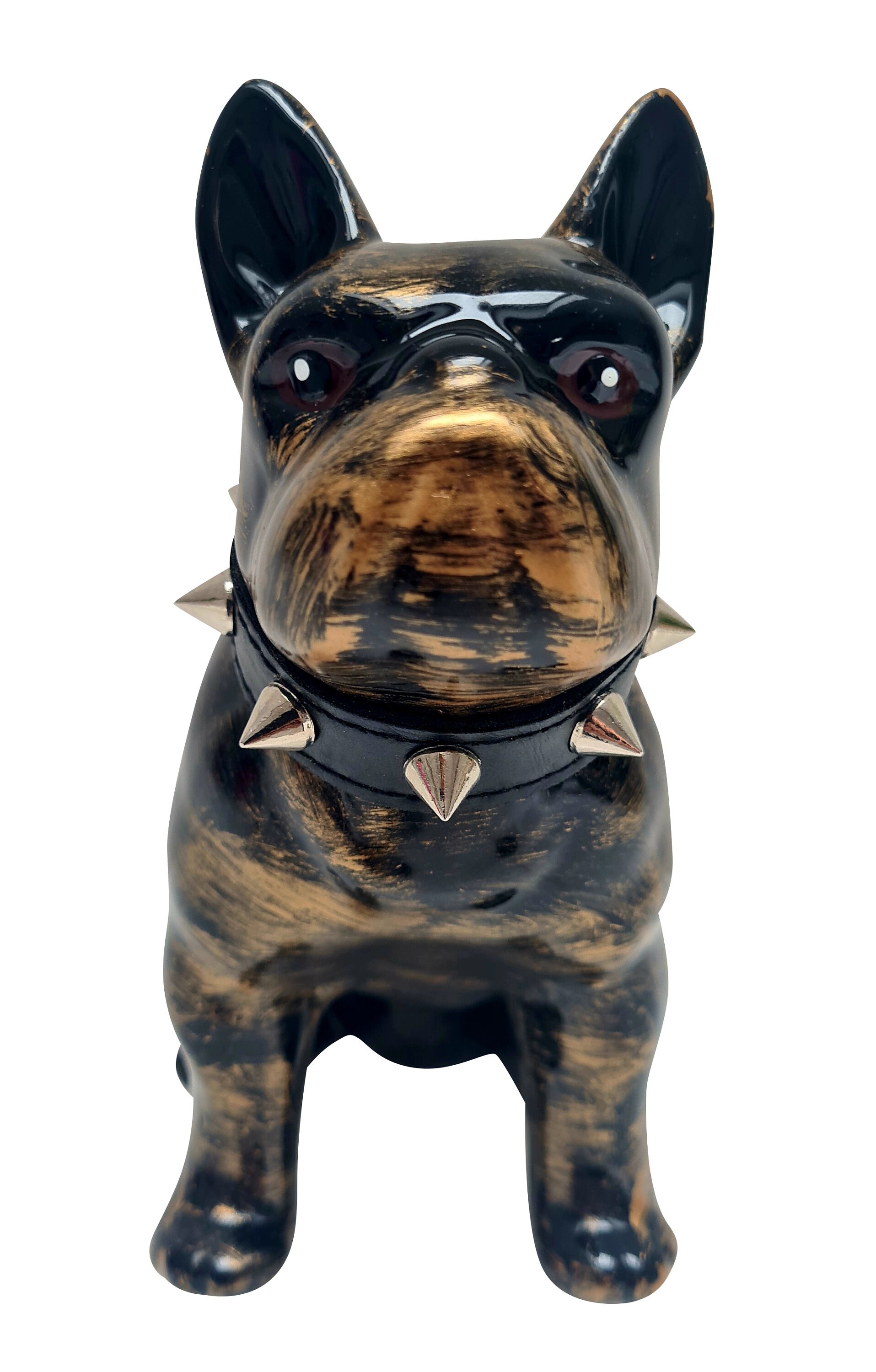 Große französische Bulldoggen-Hundestatue aus Keramik zur Dekoration.  Modell Rika von Laure Terrier. Höhe 30 Zentimeter - .de