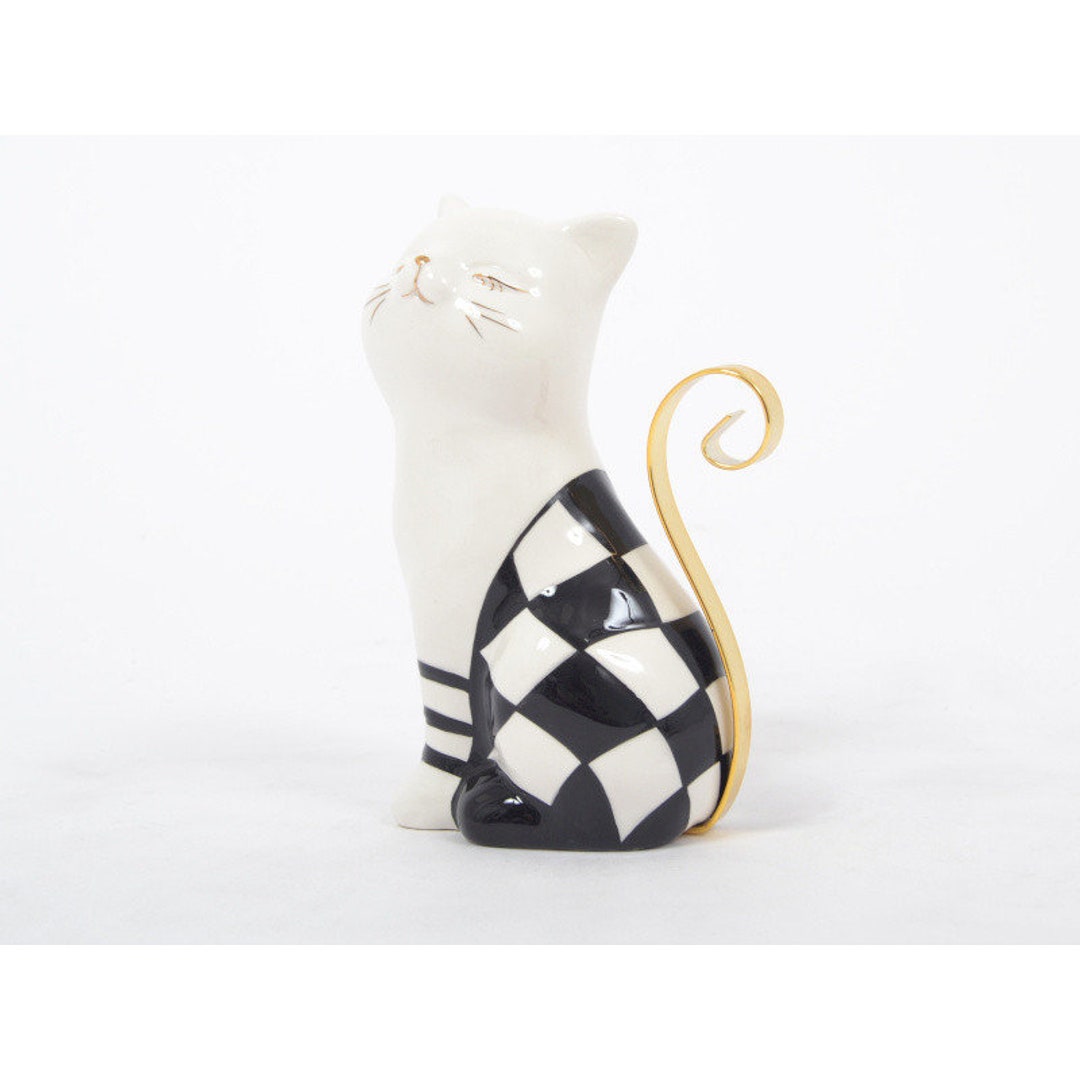 Cat Statue in Multicolored Resin, Height 11,4 Inches, for