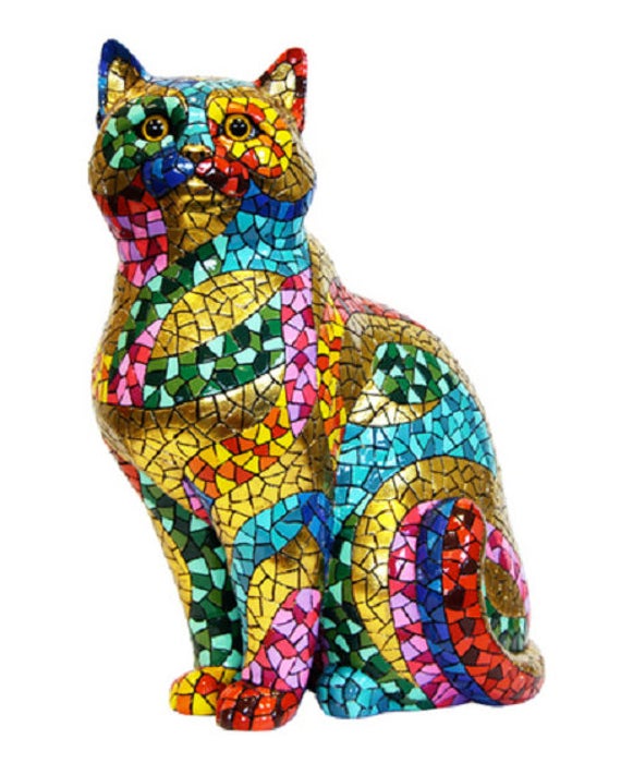 Statue De Chat Modele Carnival En Mosaique Etsy