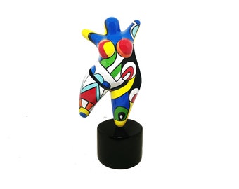 Statue of round woman "Nana dancer" multicolored resin. Height 10'2 Inches with the base