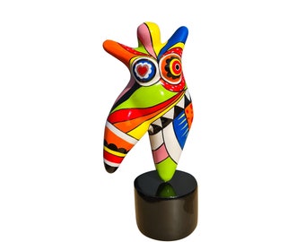 Statue of round woman "Nana dancer" multicolored resin. Height 10'2 Inches with the base