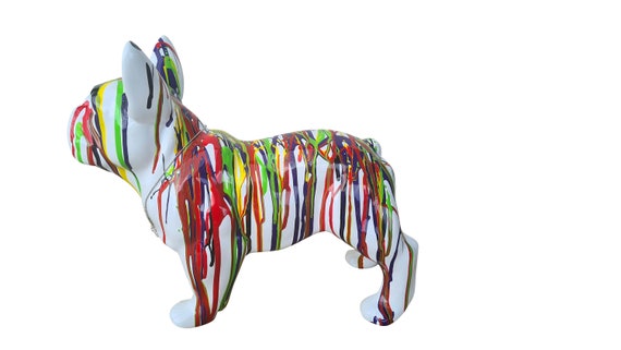 Big Statue of Ceramic French Bulldog. Model white Drip, by Laure Terrier,  for Decoration. 11.8 Inches of Height - Etsy