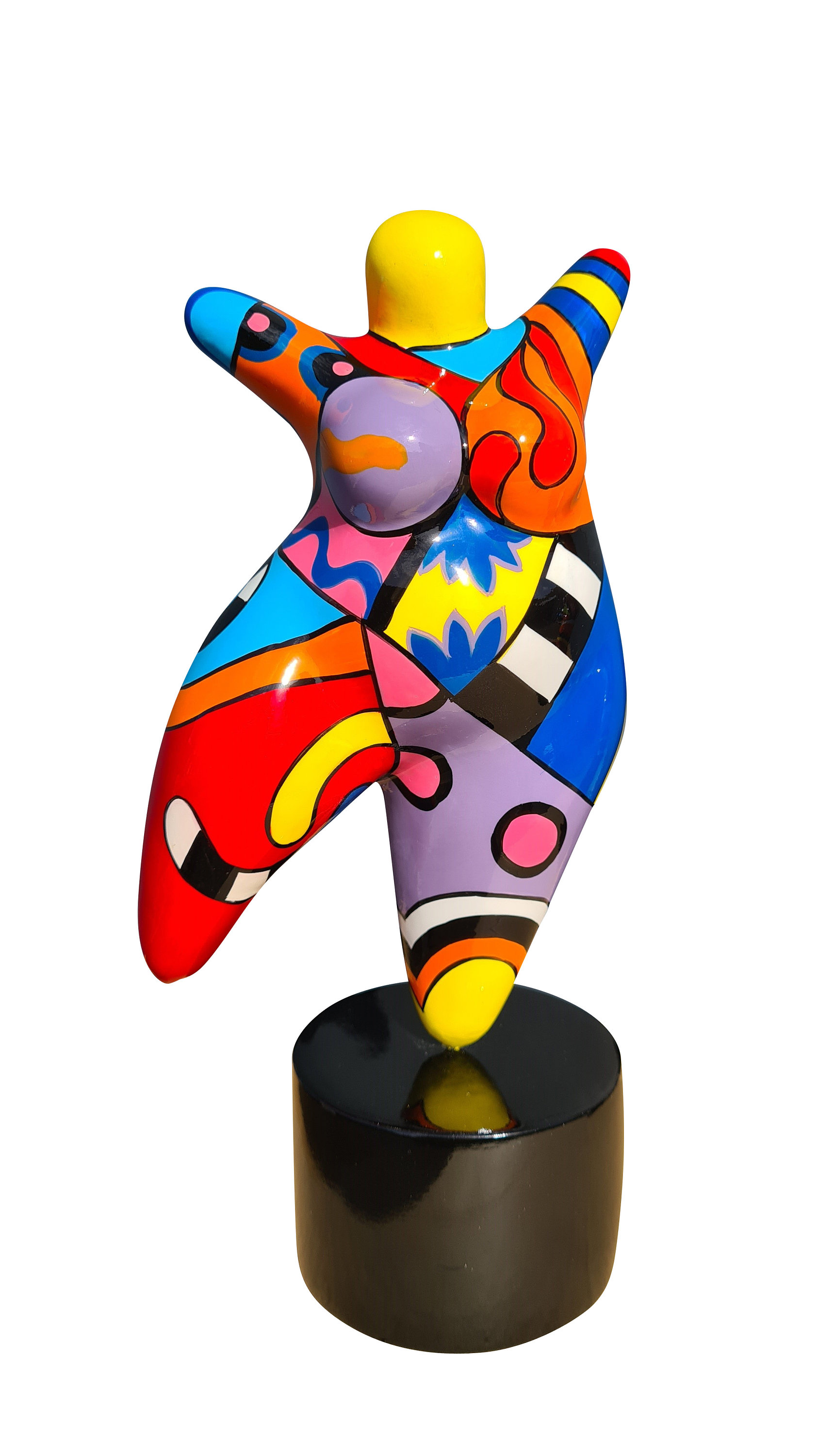 Statue de Femme Danseuse, Style Nana Niki Saint Phalle, en Résine Multicolore. Hauteur 26 Centimètre